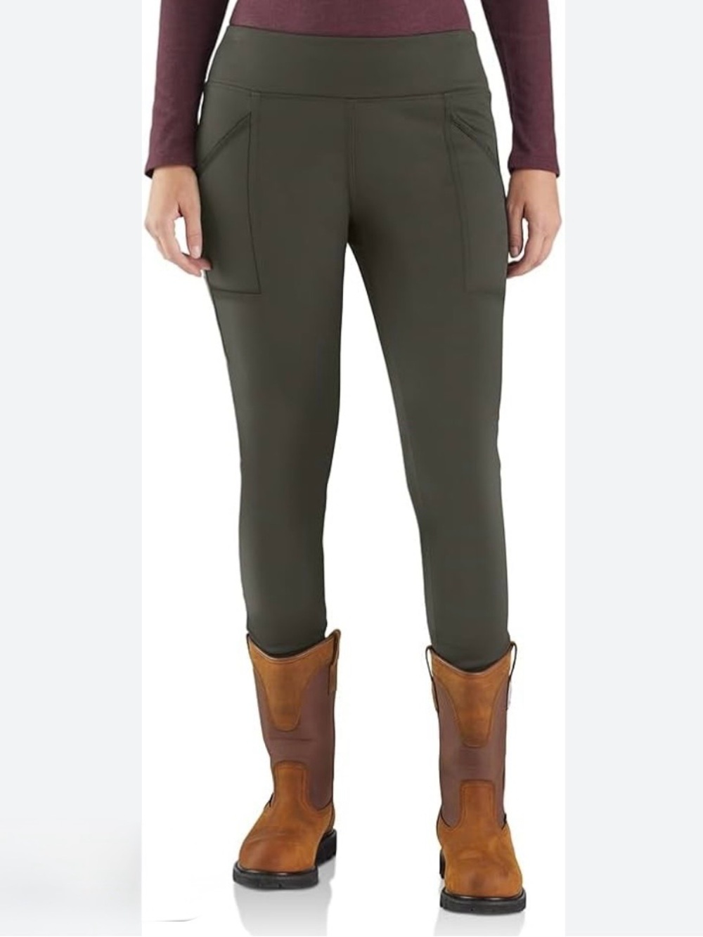 Carhartt Force Utility Pocket Leggings Olive Green XS Regular NWT Workwear